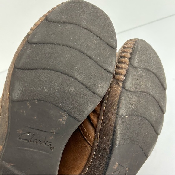 CLARKS WOMENS SHOES 7 MAGNOLIA FAYE DARK TAN LEATHER Shoes Comfort - Picture 7 of 8